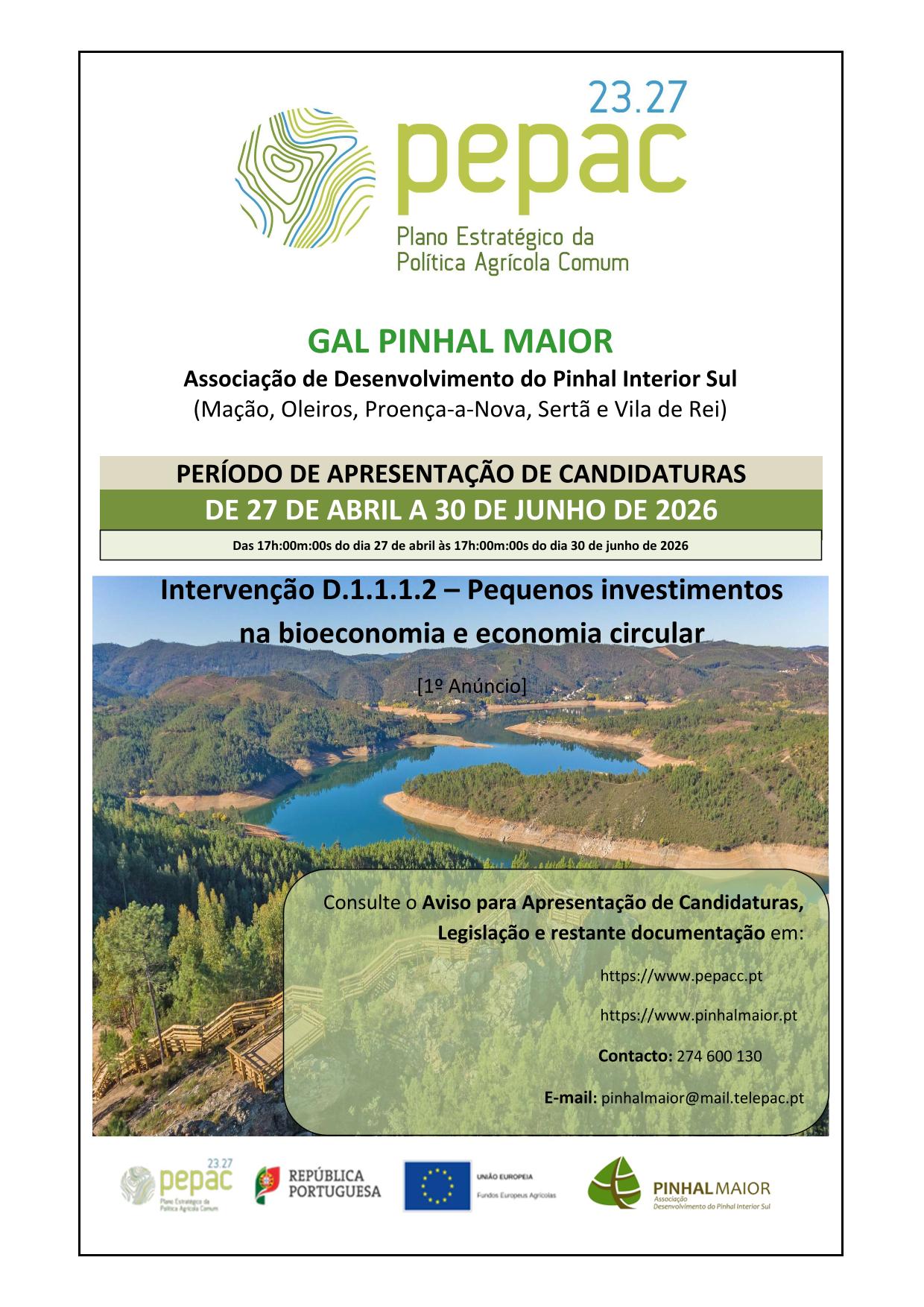 ABERTURA DE CANDIDATURAS – PEQUENOS INVESTIMENTOS NA BIOECONOMIA E ECONOMIA CIRCULAR